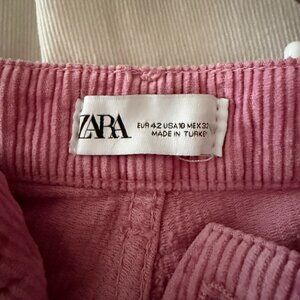 Pink Zara straight leg corduroy pants